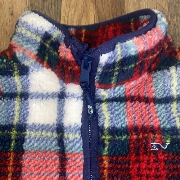 Vineyard Vines Christmas Plaid 1/2 Zip Fleece Size 6